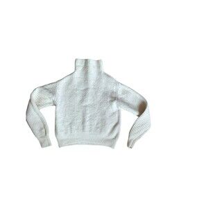Aritzia Wilfred Free 100% Merino Wool Cropped Turtleneck Sweater Ivory 2XS